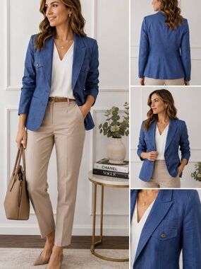 Banana Republic Chambray Blue Tailored Blazer
